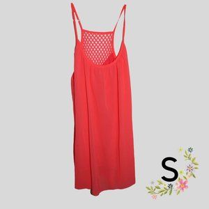 Coral Mini Dress With Cross Back detail